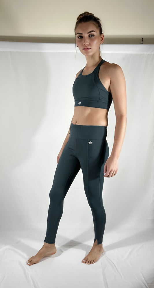 Leggings yoga mujer verdes oscuro completo