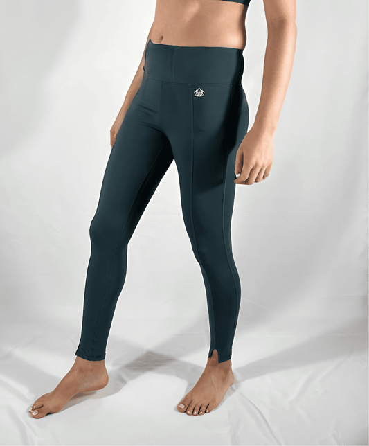 Leggings yoga mujer verdes oscuros frente